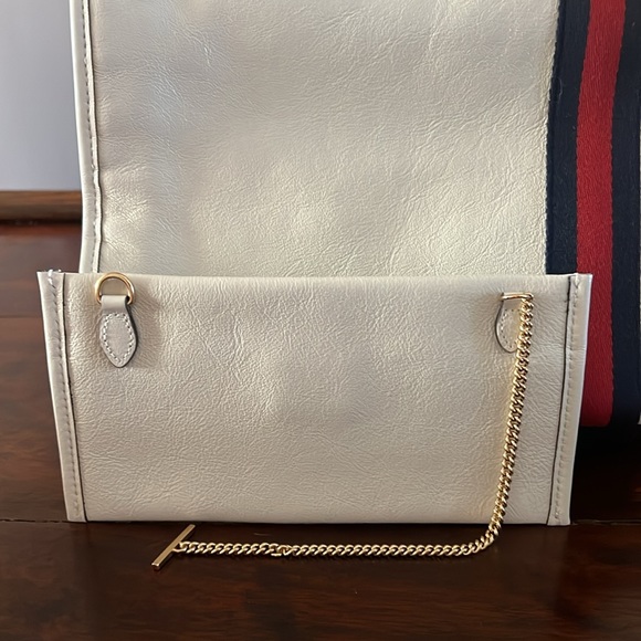 GUCCI Rajah Sylvie Web Leather Tote Bag Large w/Pochette White - Picture 8 of 16